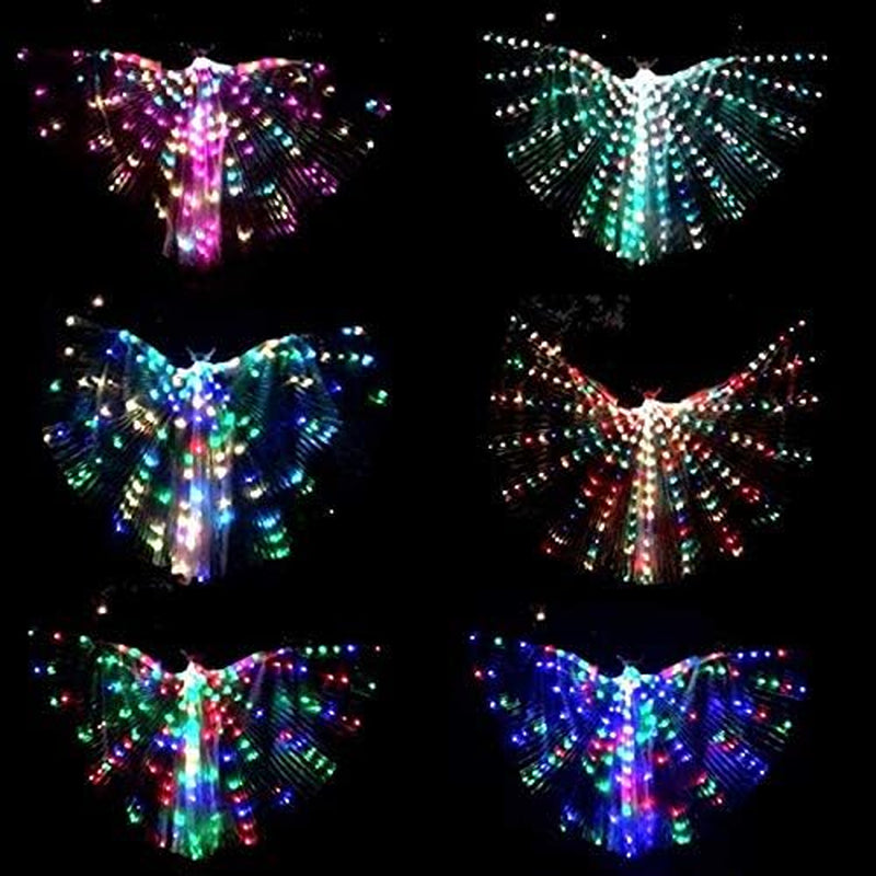 LED Isis Wings Glow Light up Belly Dance Costumes with Sticks Performance Clothing Carnival Halloween
