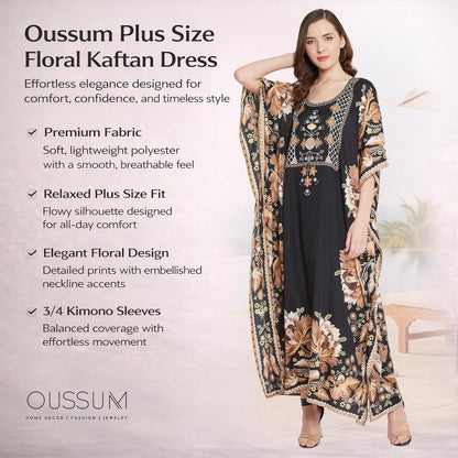 Women Kaftan plus Size Polyester Summer Lightweight Caftan Swimsuit Cover Ups Maxi African Mumu Lounge House Dress