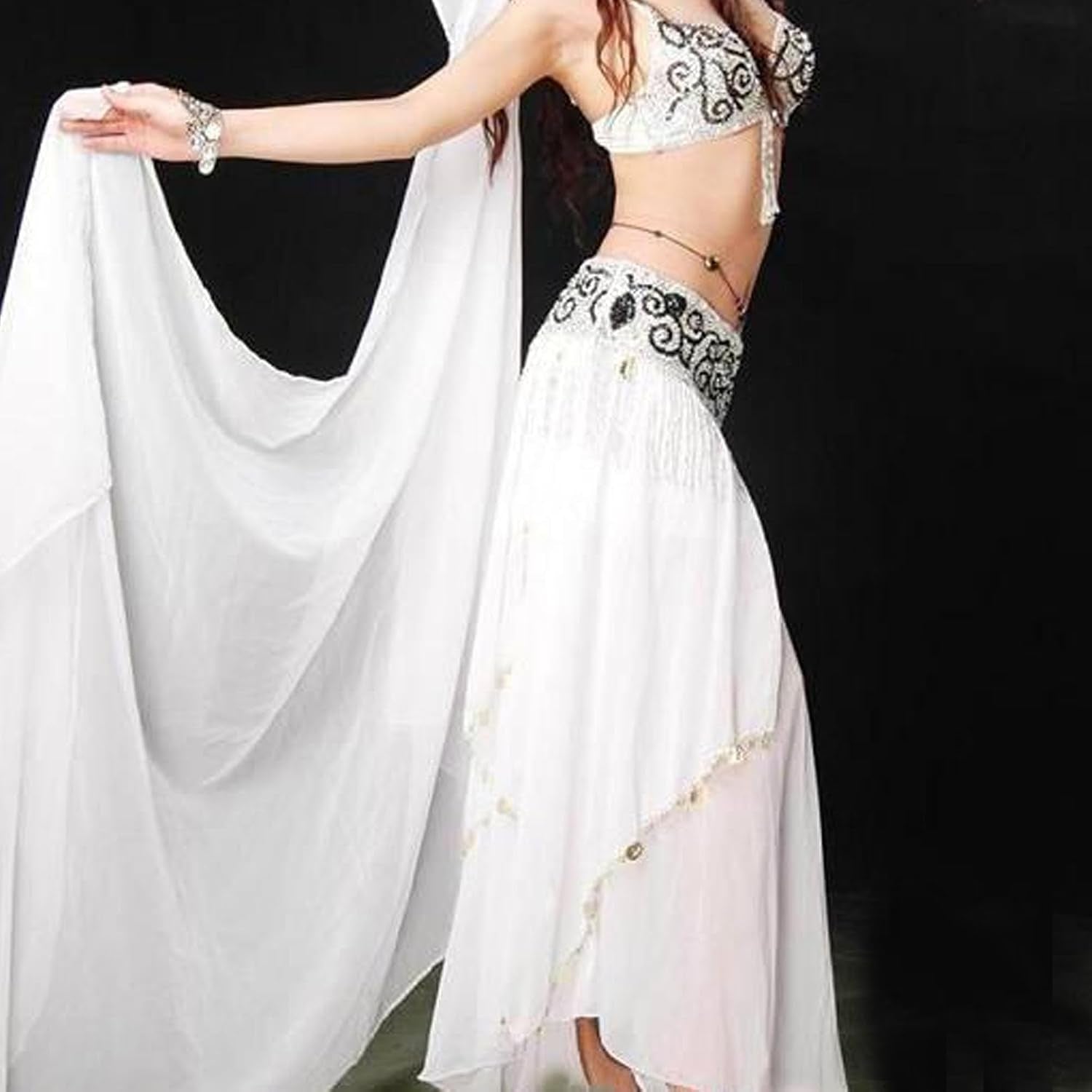 8Mm Hand-Made Belly Dance Silk Scarf Veils for Women Gradual Colors 98"X45"