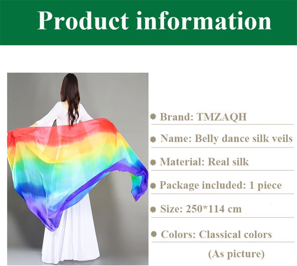 Women Real Silk Belly Dance Veils Silk Belly Dancing Silk Veil 3 Yards Hand Scarves Fire Flame Colors