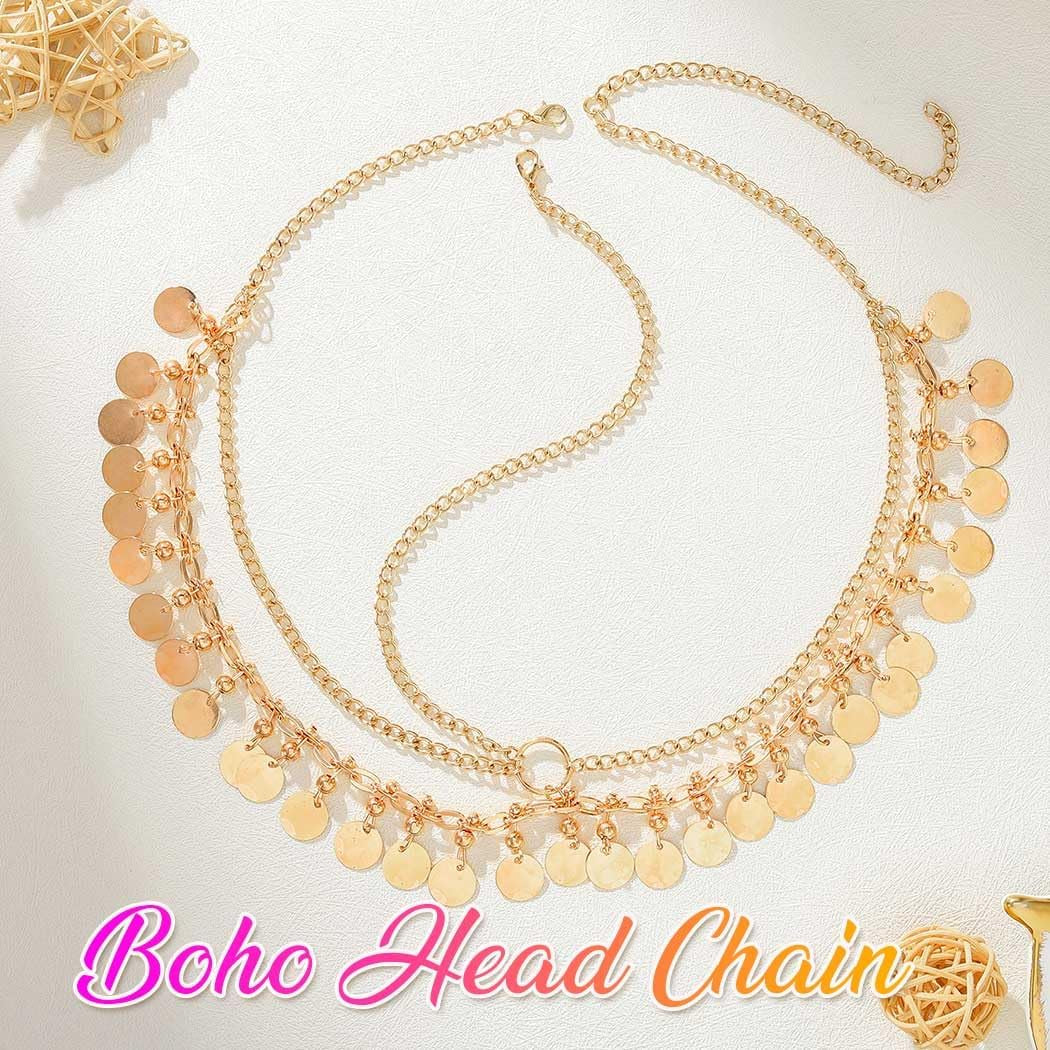 Sequin Boho Head Chain Jewelry Gold Headpiece Hair Chains Festival Costume Headband Hair Accessories for Women