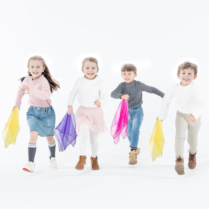 12Pcs Square Juggling Silk Dance Scarves Magic Tricks Performance Props Accessories Movement Scarves Rhythm Band Scarf