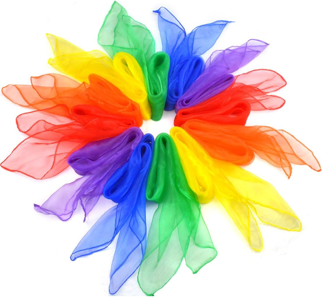 12Pcs Square Juggling Silk Dance Scarves Magic Tricks Performance Props Accessories Movement Scarves Rhythm Band Scarf