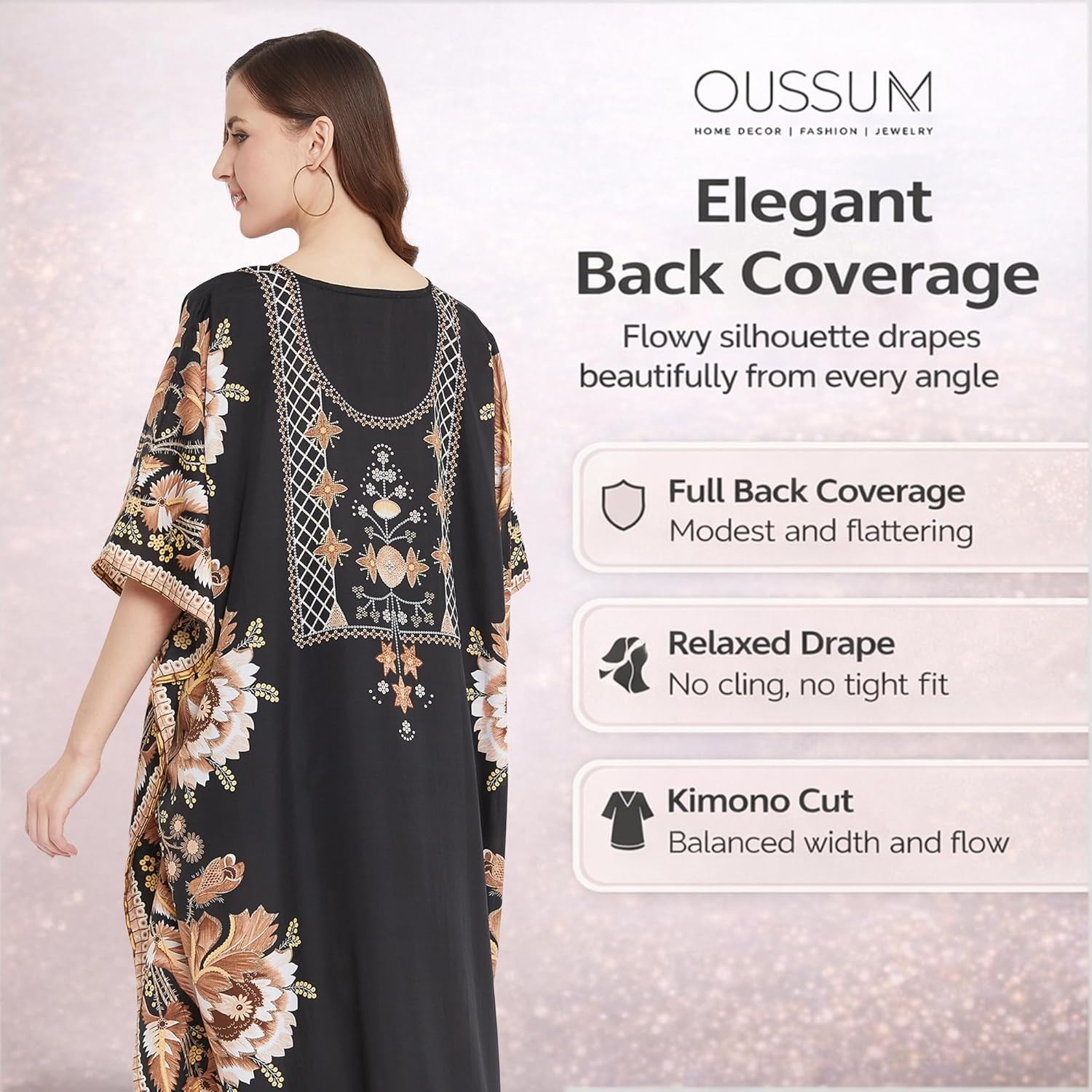 Women Kaftan plus Size Polyester Summer Lightweight Caftan Swimsuit Cover Ups Maxi African Mumu Lounge House Dress