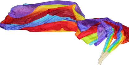 1 Pair(Left+Right) Women Real Silk Belly Dance Fan Veil, Length 180Cm Width 90Cm