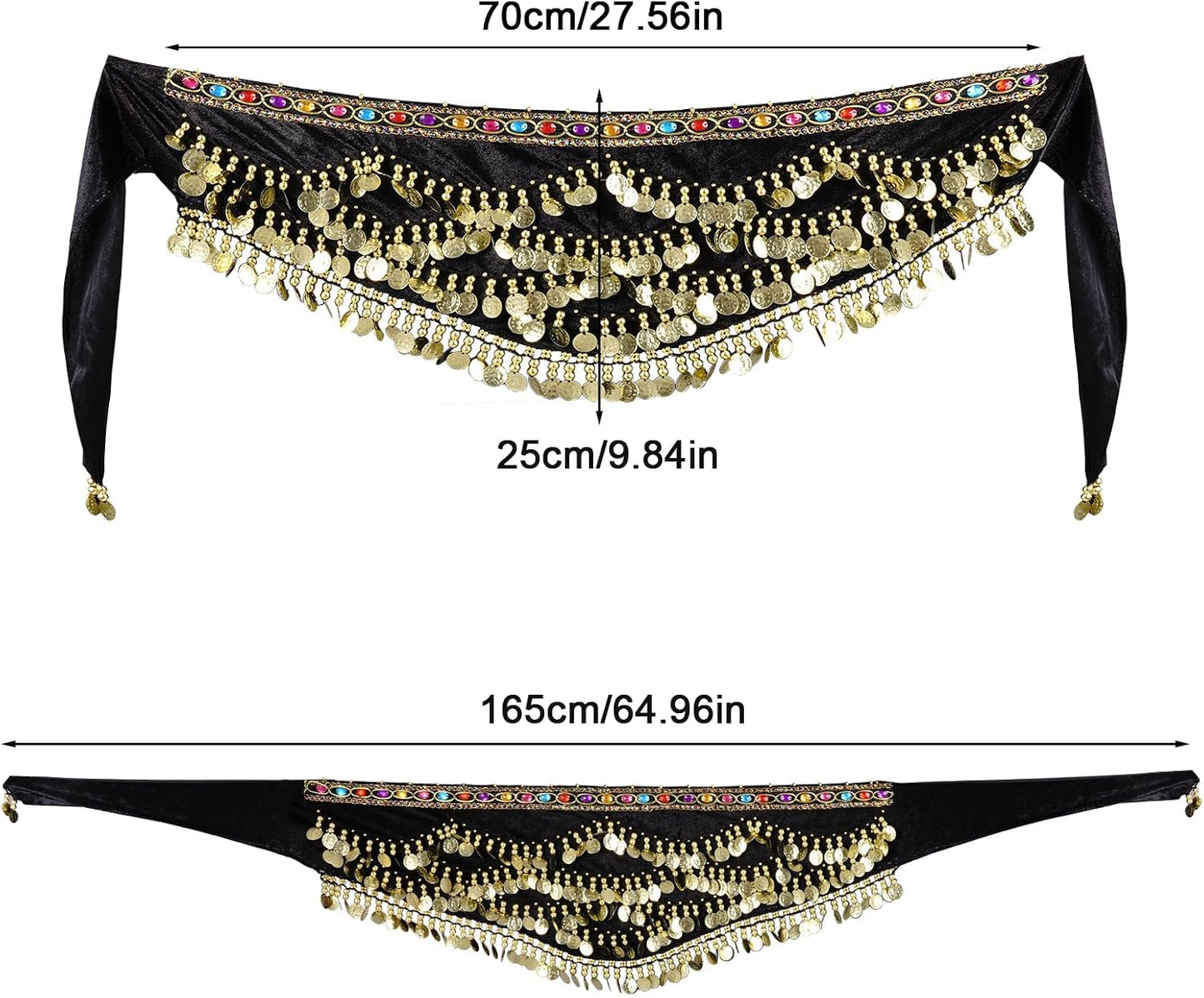 Women'S Belly Dance Hip Scarf with Gold Coins Triangular Belly Dancing Wrap Belt for Performance Dance Festival