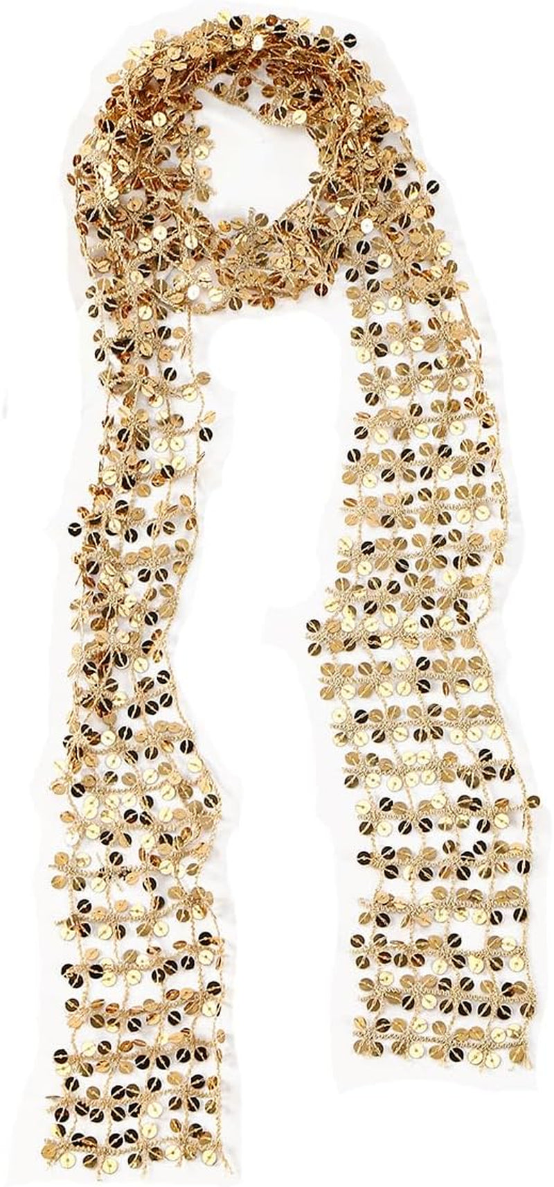 Womens Sequins Scarf Belly Dance Waist Belt Sparkly Headscarf Fashion Fringe Shawl Wrap Sparkle Necktie for Party 59.06"