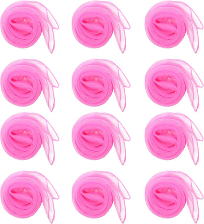12Pcs Square Juggling Silk Dance Scarves Magic Tricks Performance Props Accessories Movement Scarves Rhythm Band Scarf