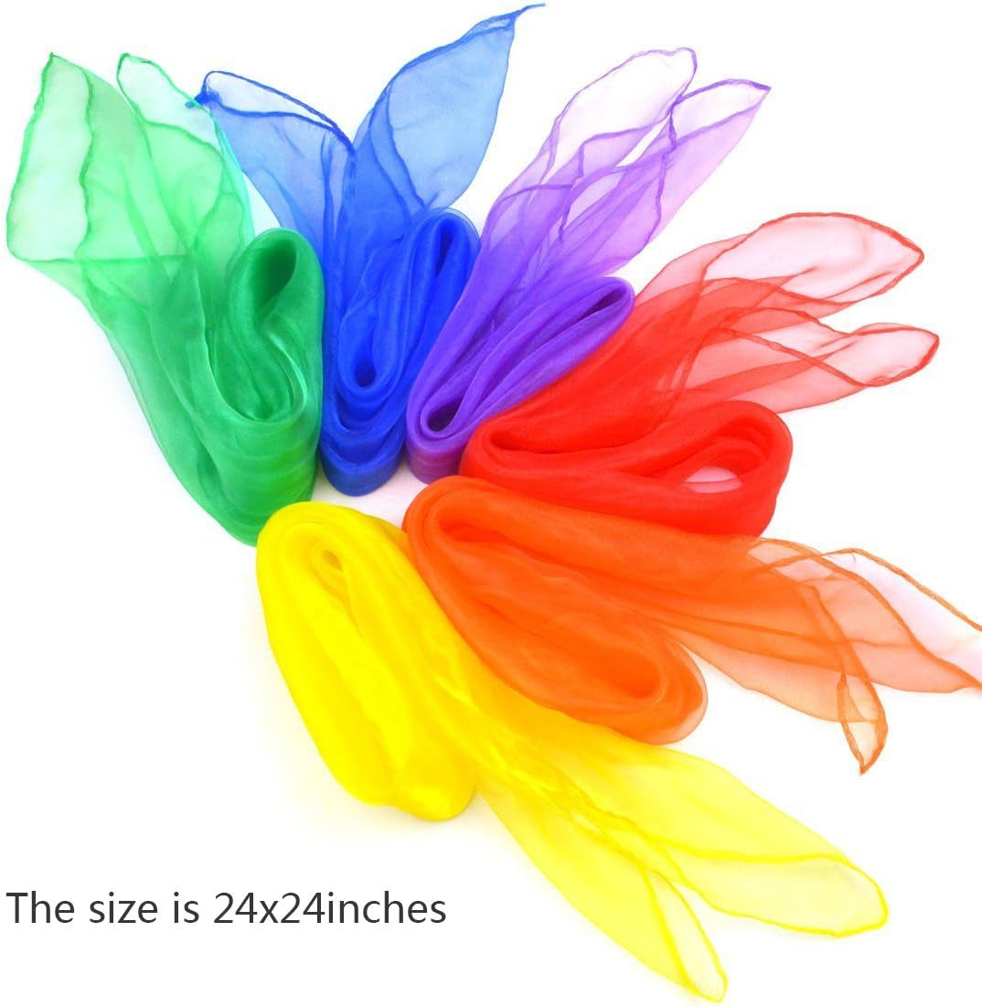 12Pcs Square Juggling Silk Dance Scarves Magic Tricks Performance Props Accessories Movement Scarves Rhythm Band Scarf