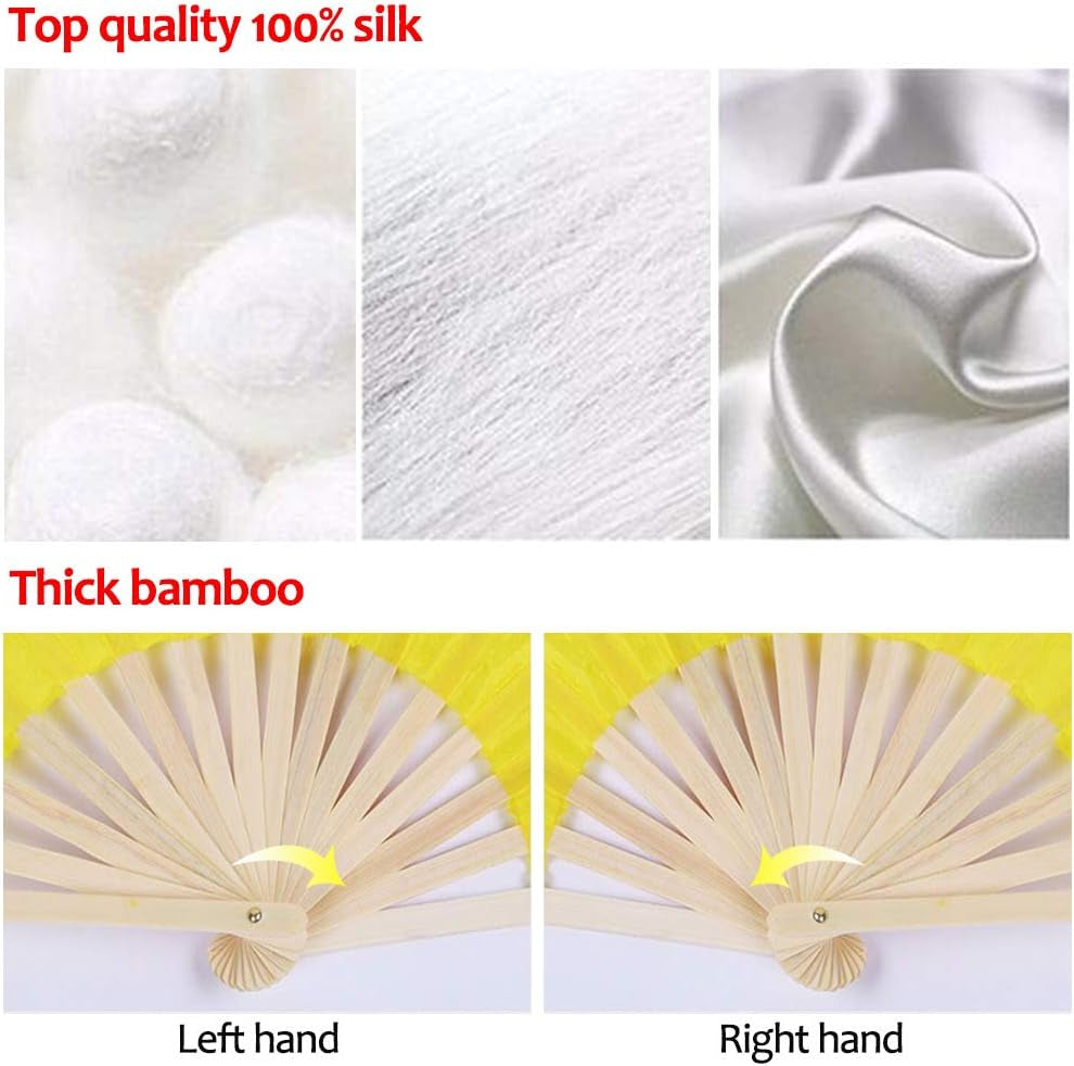1 Pair(Left+Right) Women Real Silk Belly Dance Fan Veil, Length 180Cm Width 90Cm