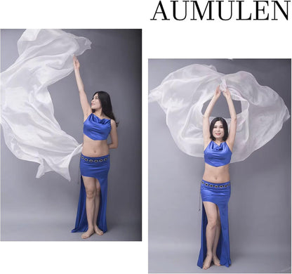 8Mm Hand-Made Belly Dance Silk Scarf Veils for Women Gradual Colors 98"X45"