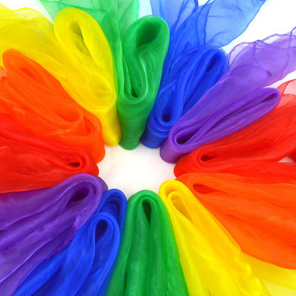 12Pcs Square Juggling Silk Dance Scarves Magic Tricks Performance Props Accessories Movement Scarves Rhythm Band Scarf