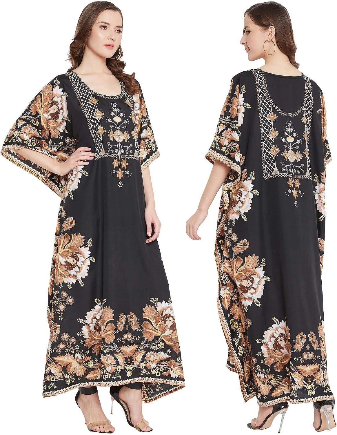 Women Kaftan plus Size Polyester Summer Lightweight Caftan Swimsuit Cover Ups Maxi African Mumu Lounge House Dress