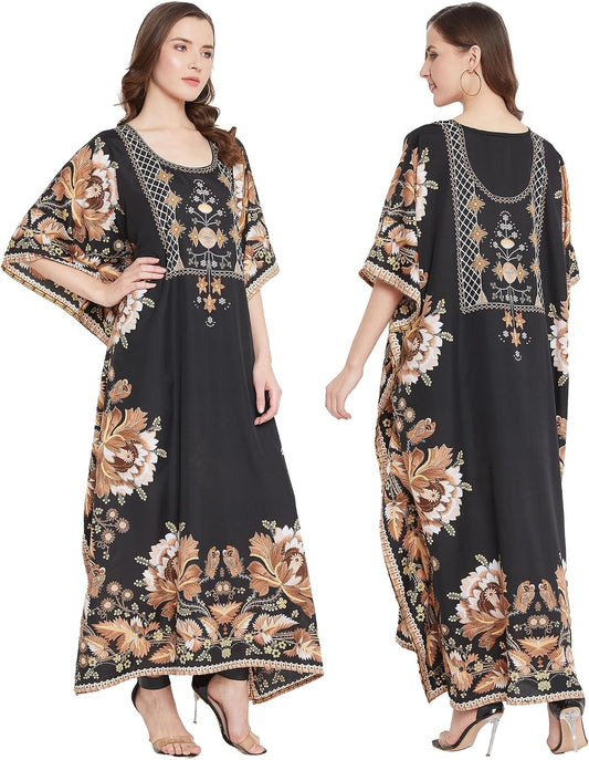 Women Kaftan plus Size Polyester Summer Lightweight Caftan Swimsuit Cover Ups Maxi African Mumu Lounge House Dress