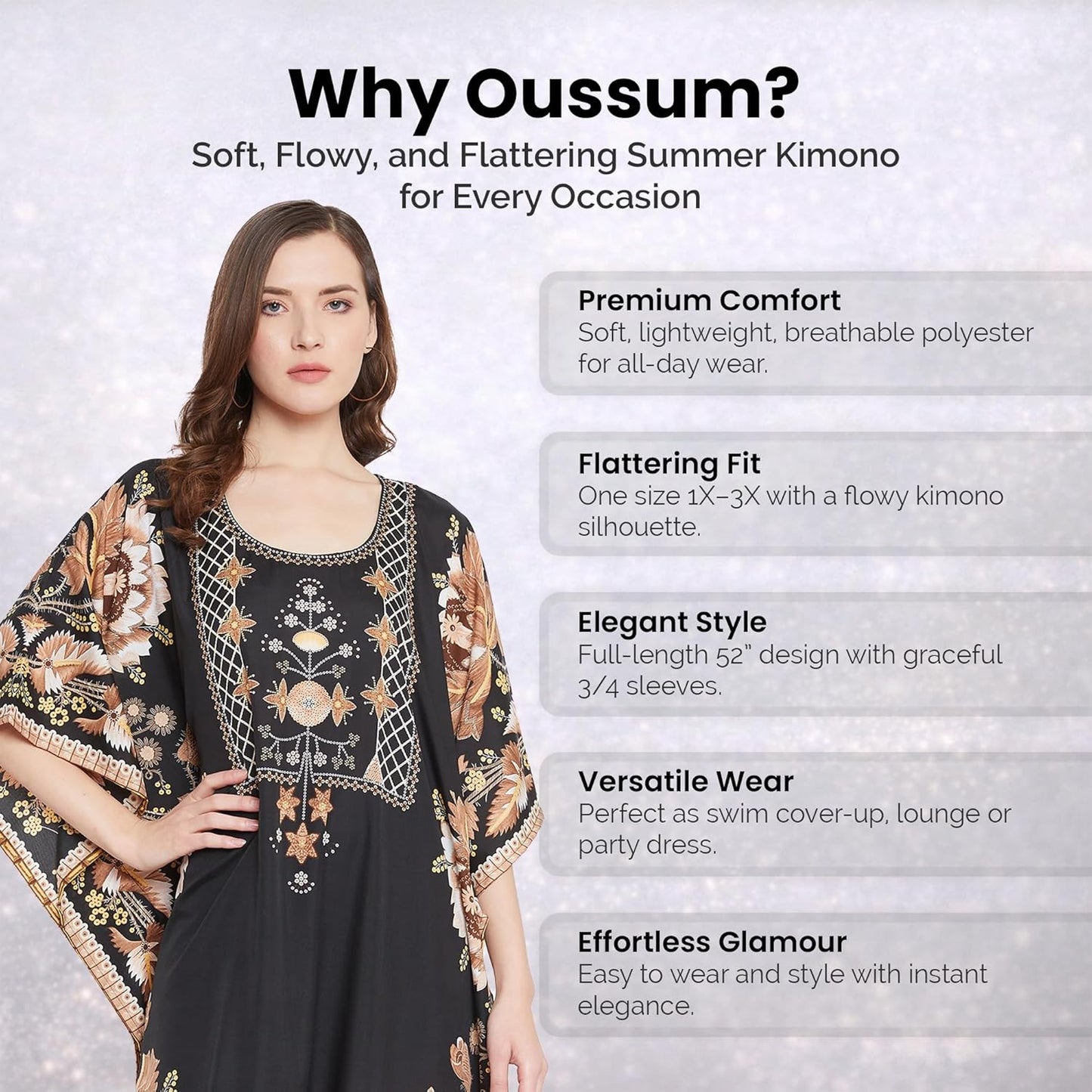Women Kaftan plus Size Polyester Summer Lightweight Caftan Swimsuit Cover Ups Maxi African Mumu Lounge House Dress