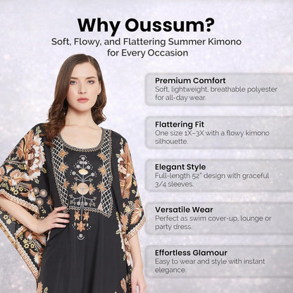 Women Kaftan plus Size Polyester Summer Lightweight Caftan Swimsuit Cover Ups Maxi African Mumu Lounge House Dress