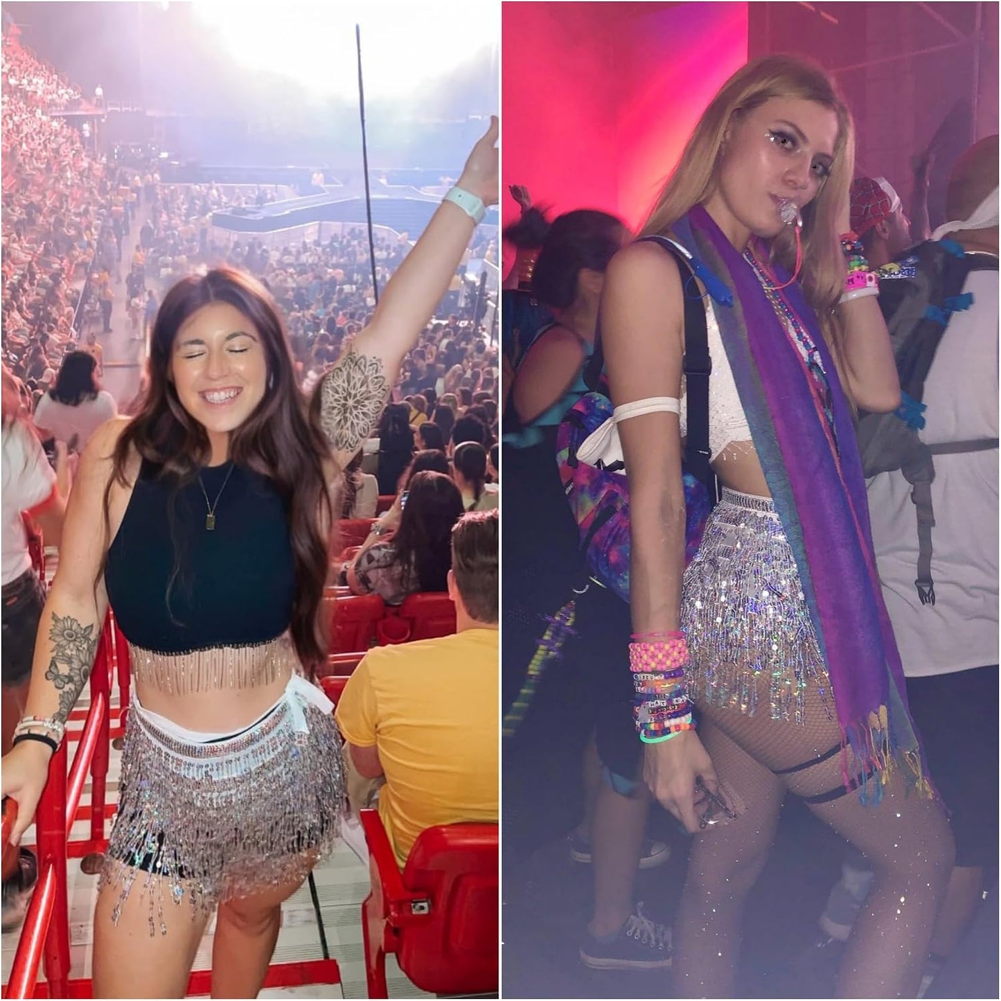 Sequin Tassel Hip Scarf Sequin Tassel Skirts Rave Fringe Hip Scarf for Festival Belly Dance Skirt