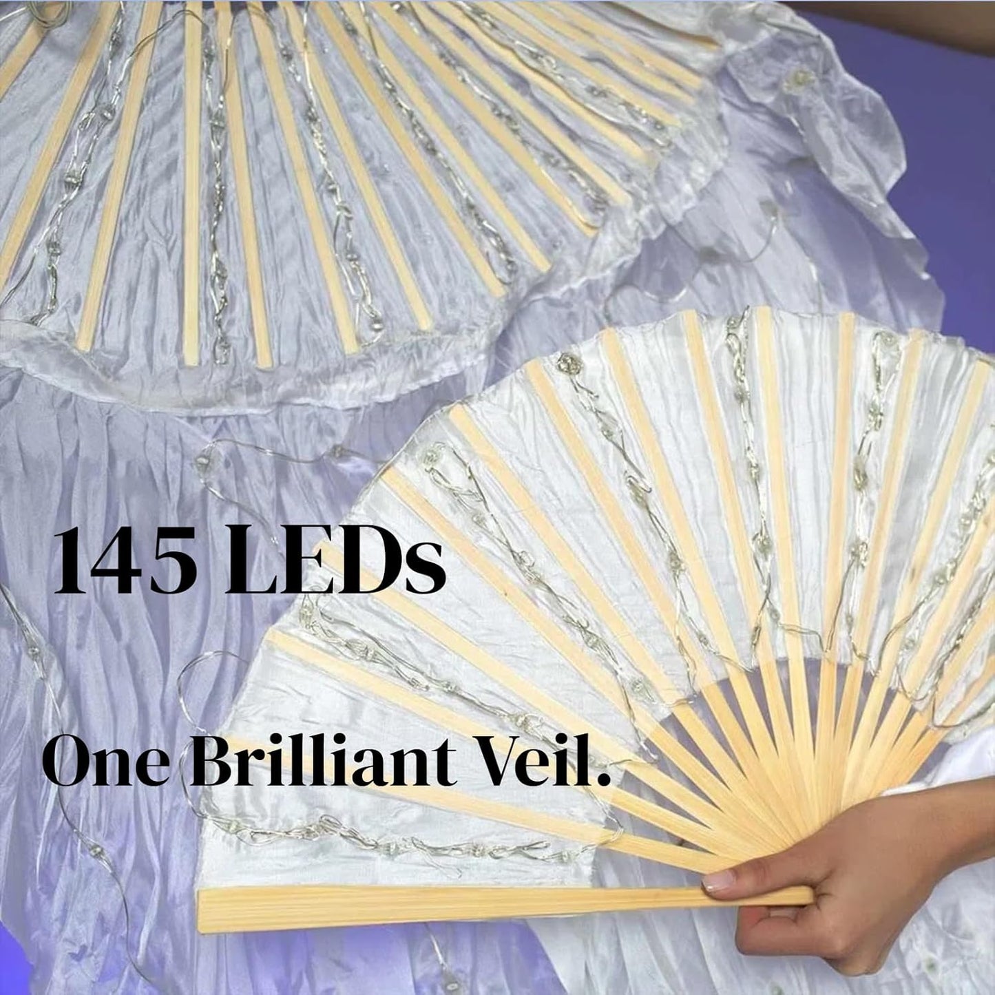 2Pcs Vibrant LED Flow Fans Light up Rave Fan Silk Fans for Dancing Belly Dance Fans LED Fans Rave Festival Wedding Performance Cosplay Carnival Glowing Hand Fan