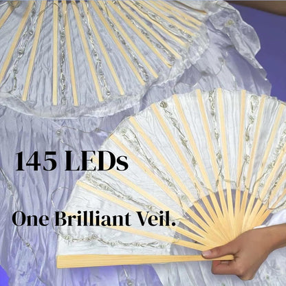 2Pcs Vibrant LED Flow Fans Light up Rave Fan Silk Fans for Dancing Belly Dance Fans LED Fans Rave Festival Wedding Performance Cosplay Carnival Glowing Hand Fan