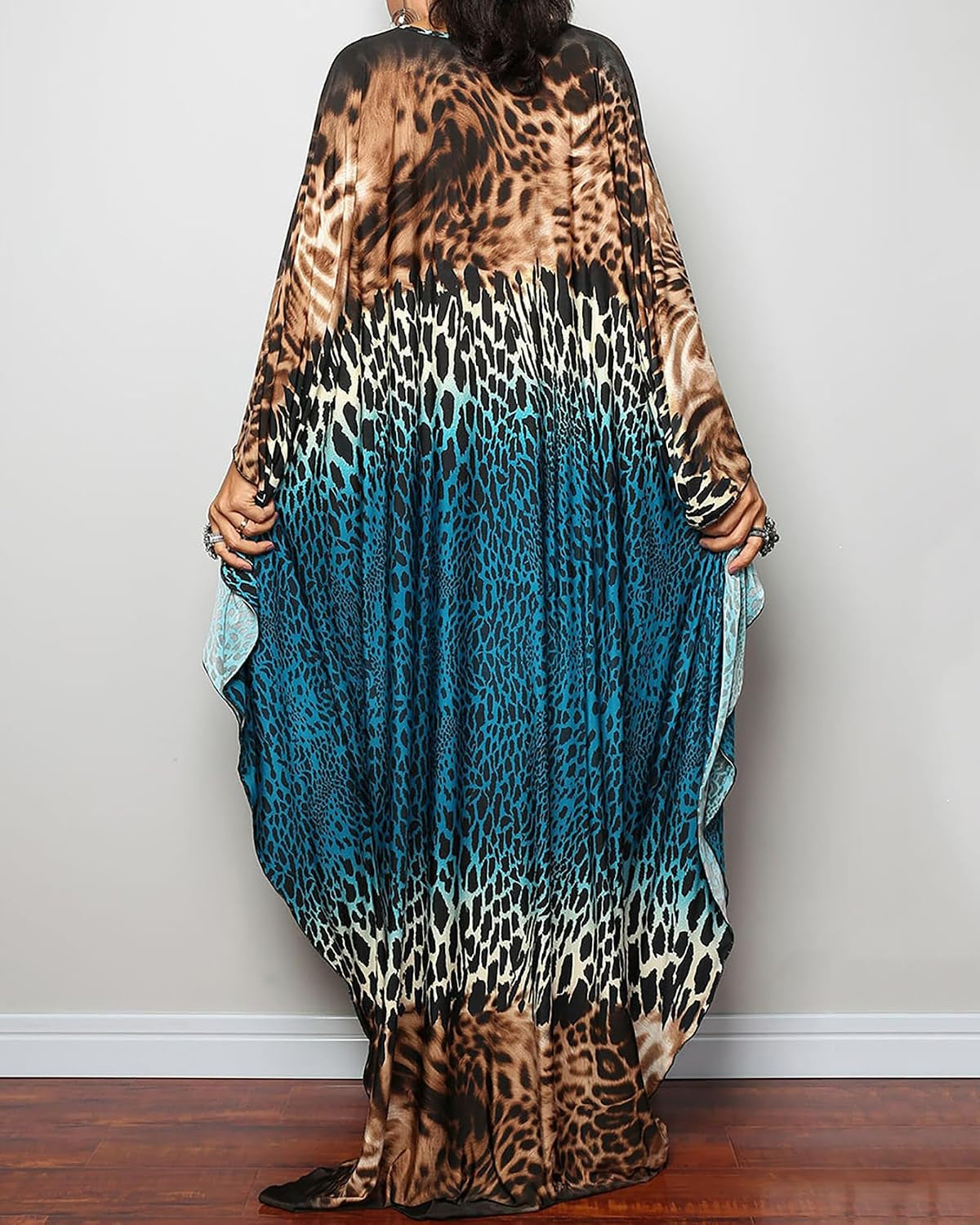 Women Ethnic Print Kaftan Beach Dress plus Size Swimsuit Cover up | Lightweight and Comfortable Swimwear, Batwing Sleeves Caftans, Loungerwear or Outdoor Walking